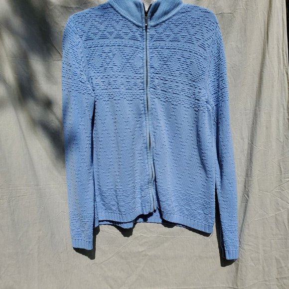 Women's Croft & Barrow Light Blue Zip Up Turtleneck Sweater Jacket Size xl xlarg - Picture 1 of 4